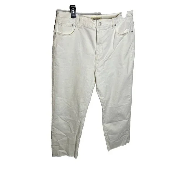 Madewell $128 The 90s Straight Crop Jean Tile White Size 31 NQ179 Raw Hem - Picture 3 of 6